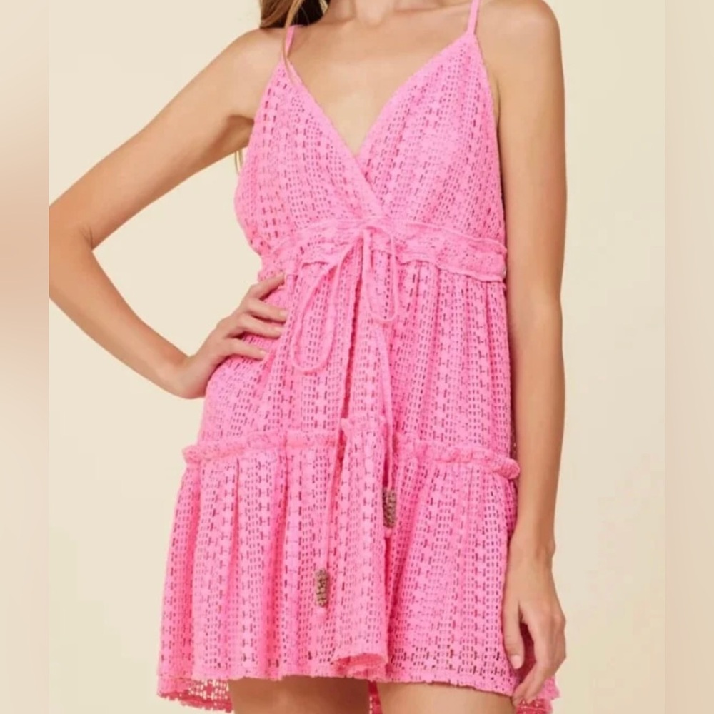 Surf Gypsy Hot Pink Crochet Dress